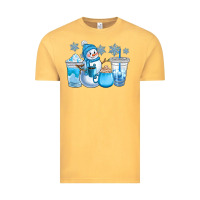 Winter Snowman Coffee Cups Vintage Tee | Teevron