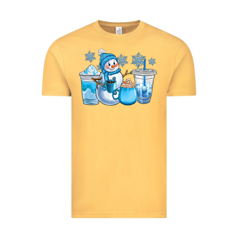 Winter Snowman Coffee Cups Vintage Tee by CowGirlArtShop | Teevron