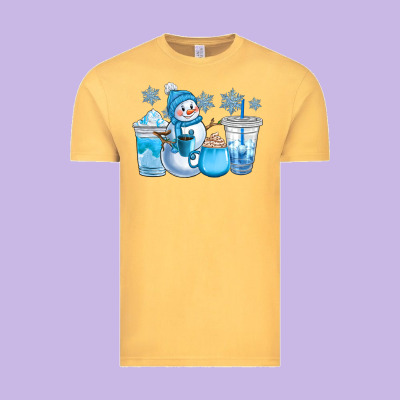 Winter Snowman Coffee Cups Vintage Tee Designed By Cowgirlartshop