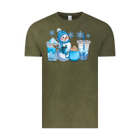 Vintage Olive winter snowman coffee cups Vintage Tee - CowGirlArtShop