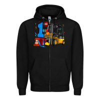 Black forklift birthday one Zipper Hoodie - Artiststas