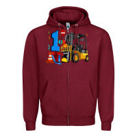 Burgundy forklift birthday one Zipper Hoodie - Artiststas