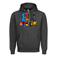 Charcoal Heather forklift birthday one Zipper Hoodie - Artiststas