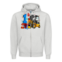 Dove Grey forklift birthday one Zipper Hoodie - Artiststas