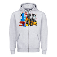 Heather Grey forklift birthday one Zipper Hoodie - Artiststas