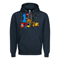Navy forklift birthday one Zipper Hoodie - Artiststas