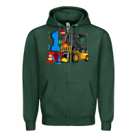 Sports Green forklift birthday one Zipper Hoodie - Artiststas