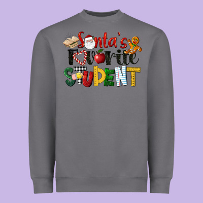 Santa's Favorite Student Christmas Heavyweight Sweatshirt Designed By Lillyallendesigns