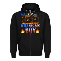 Black all american boy monster truck Zipper Hoodie - Artiststas