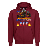 Burgundy all american boy monster truck Zipper Hoodie - Artiststas