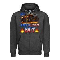 Charcoal Heather all american boy monster truck Zipper Hoodie - Artiststas