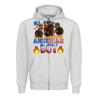 Dove Grey all american boy monster truck Zipper Hoodie - Artiststas