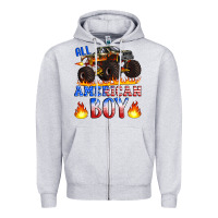 Heather Grey all american boy monster truck Zipper Hoodie - Artiststas