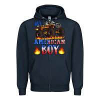 Navy all american boy monster truck Zipper Hoodie - Artiststas