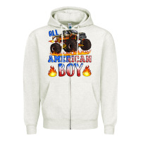 Oatmeal Heather all american boy monster truck Zipper Hoodie - Artiststas
