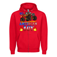 Red all american boy monster truck Zipper Hoodie - Artiststas