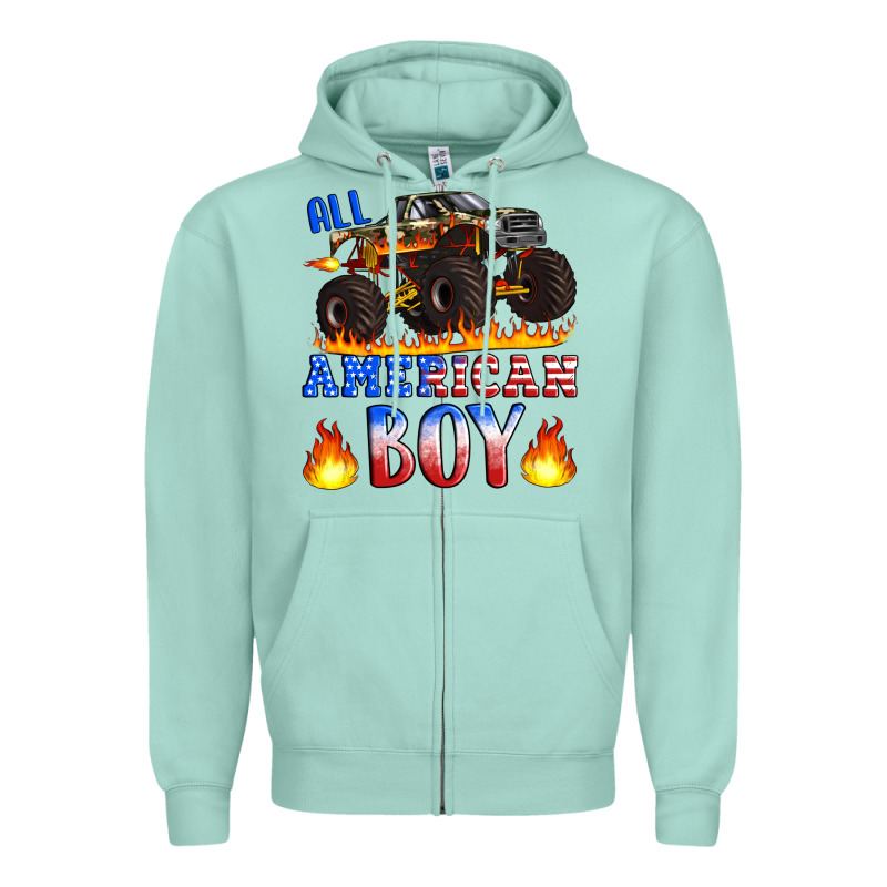 All American Boy Monster Truck Zipper Hoodie by Artiststas | Teevron