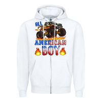White all american boy monster truck Zipper Hoodie - Artiststas