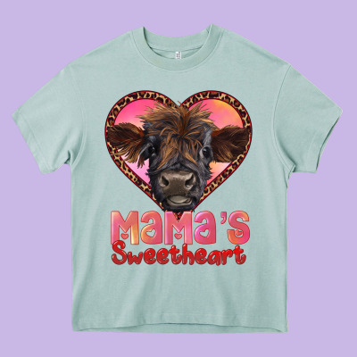 Mama's Sweetheart Highland Calf Heavy Core Tee Designed By Ranaportraitstore