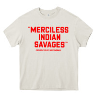 Cream merciless indian savages Heavy Core Tee - longCreatives