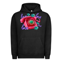 Pigment Black love balloons and pink valentines telephone Urban Hoodie - AdoDesignShop