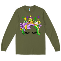Army Green unicorn mardi gras olivia Long Sleeve Tee - OliviaCreatesArt