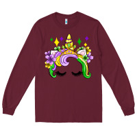 Burgundy unicorn mardi gras olivia Long Sleeve Tee - OliviaCreatesArt