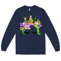 Navy unicorn mardi gras olivia Long Sleeve Tee - OliviaCreatesArt