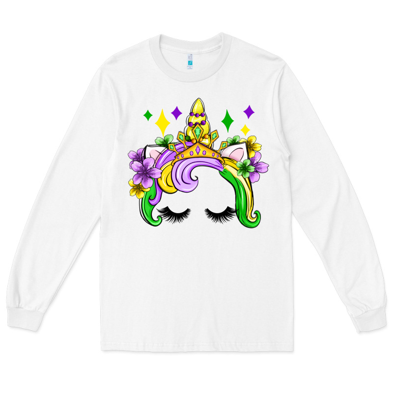 Unicorn Mardi Gras Olivia Long Sleeve Tee by OliviaCreatesArt | Teevron