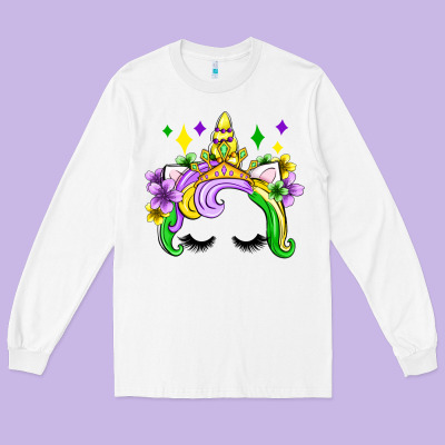 Unicorn Mardi Gras Olivia Long Sleeve Tee Designed By Oliviacreatesart