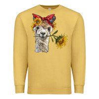Antique Gold alpaca with sunflowers and bandana Premium Sweatshirt - BarkalooDesign