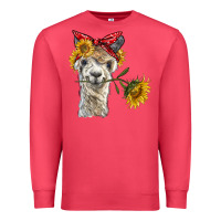Cardinal alpaca with sunflowers and bandana Premium Sweatshirt - BarkalooDesign