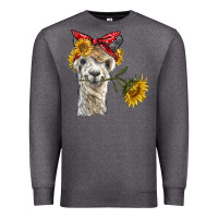 Charcoal Heather alpaca with sunflowers and bandana Premium Sweatshirt - BarkalooDesign