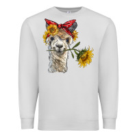 Dove Grey alpaca with sunflowers and bandana Premium Sweatshirt - BarkalooDesign
