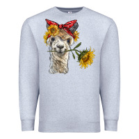 Heather Grey alpaca with sunflowers and bandana Premium Sweatshirt - BarkalooDesign