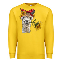 Lemon alpaca with sunflowers and bandana Premium Sweatshirt - BarkalooDesign