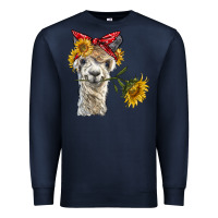 Navy alpaca with sunflowers and bandana Premium Sweatshirt - BarkalooDesign
