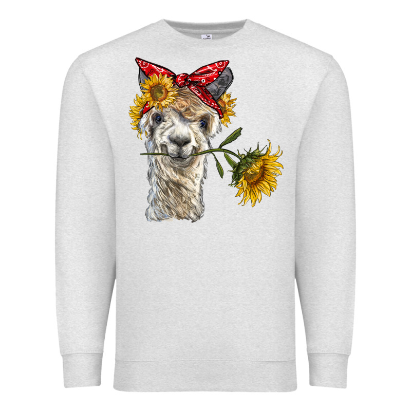 Alpaca With Sunflowers And Bandana Premium Sweatshirt by BarkalooDesign | Teevron