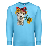 Ocean Blue alpaca with sunflowers and bandana Premium Sweatshirt - BarkalooDesign