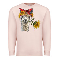 Pale Pink alpaca with sunflowers and bandana Premium Sweatshirt - BarkalooDesign