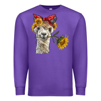 Purple alpaca with sunflowers and bandana Premium Sweatshirt - BarkalooDesign