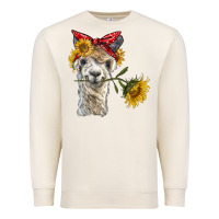 Sandshell alpaca with sunflowers and bandana Premium Sweatshirt - BarkalooDesign