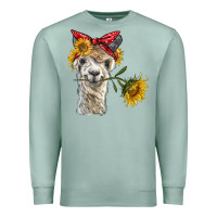 Seafoam alpaca with sunflowers and bandana Premium Sweatshirt - BarkalooDesign