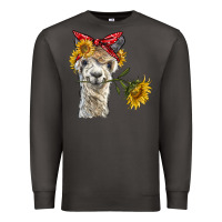 Smoke alpaca with sunflowers and bandana Premium Sweatshirt - BarkalooDesign