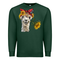Sports Green alpaca with sunflowers and bandana Premium Sweatshirt - BarkalooDesign