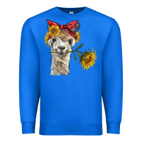 True Royal alpaca with sunflowers and bandana Premium Sweatshirt - BarkalooDesign