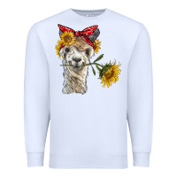 White alpaca with sunflowers and bandana Premium Sweatshirt - BarkalooDesign