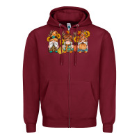 Burgundy fall gnomes pumpkin sunflowers Zipper Hoodie - Artiststas