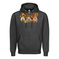 Charcoal Heather fall gnomes pumpkin sunflowers Zipper Hoodie - Artiststas