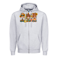 Heather Grey fall gnomes pumpkin sunflowers Zipper Hoodie - Artiststas
